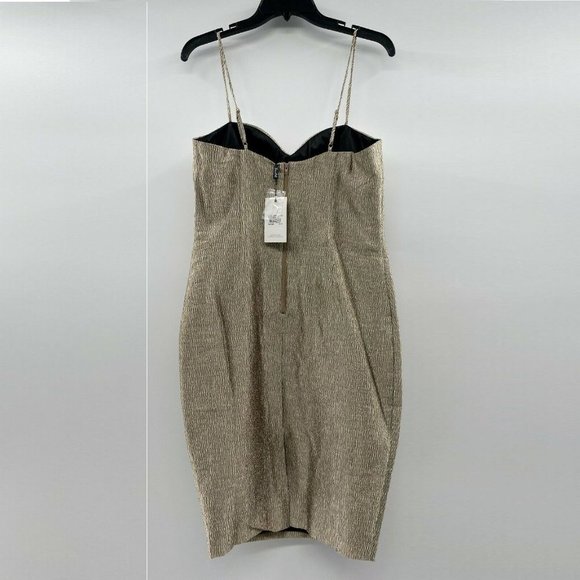 Bardot REVOLVE Golden Shimmer Dress Mini Sheath Cocktail Formal Prom sz M (8-10) - Picture 4 of 8